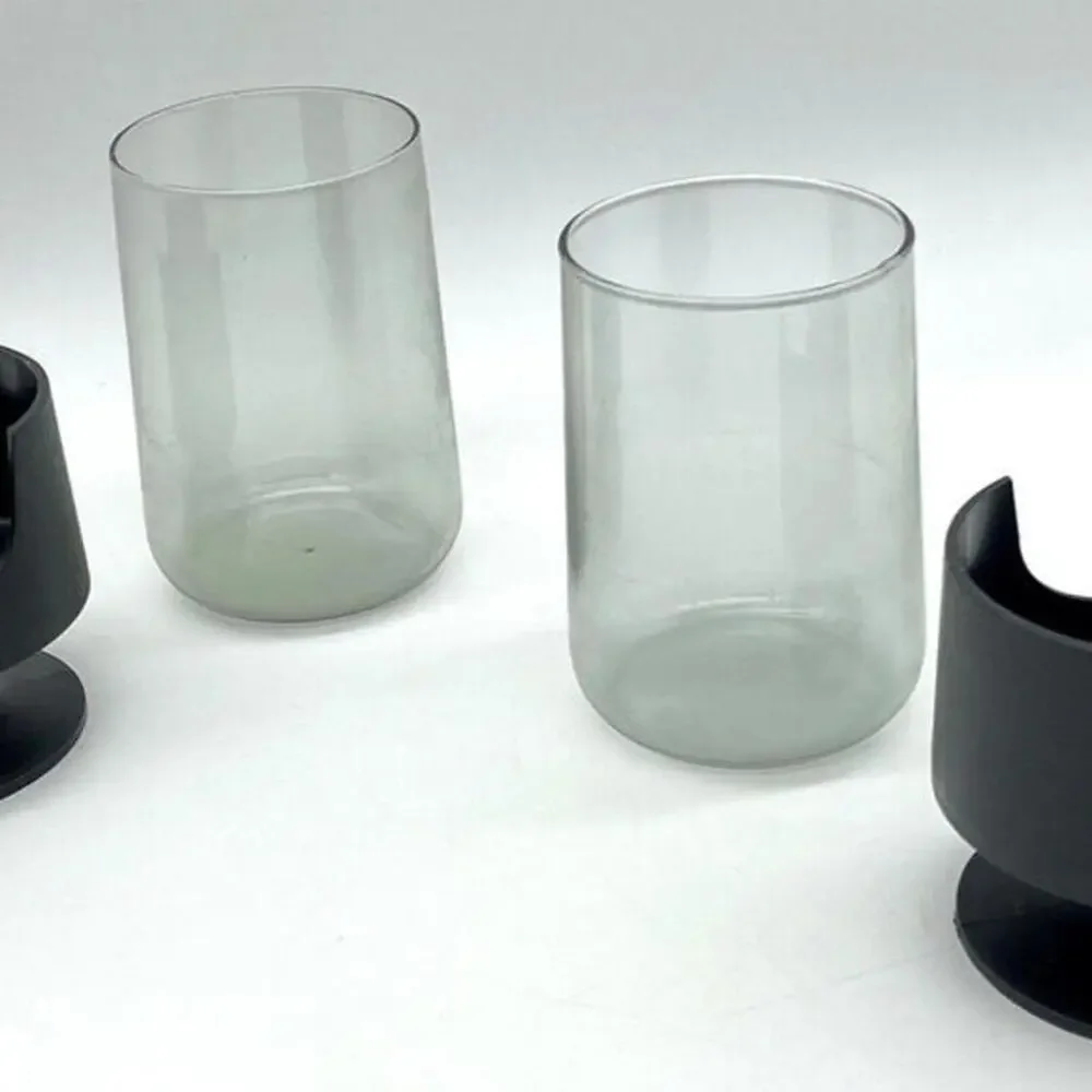 Retro Black‎ Handle Pedestal 8oz Glass Mugs Corning Hot Cold GLAS SNAP
